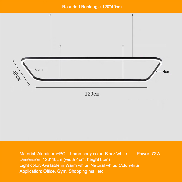 Rectangle arrondi 120*40cm 72w