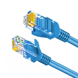 Ethernet UTP dalam ruangan CAT6 RJ45 kabel Patch biru