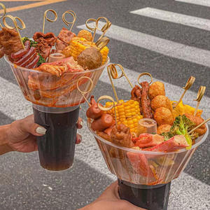 オリジナル制作 カスタム 360ml 500ml 700ml スナック＆ドリンクコンボカップ ミルクティー ジュース フライドポテト スナックドリンクカップ - Product Image 2