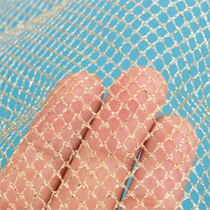 Antique silver mesh net knit turkey tulle gold metallic fabric by metre