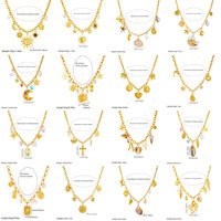 Pendentif multi-éléments PFT très populaire en acier inoxydable, créatures marines, gouttes de fleurs, lune, soleil, collier