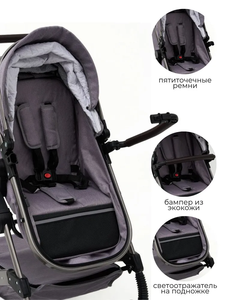 Poussette bébé 3 en 1 EN1888, haute position, antichoc, avec <span class=keywords><strong>nacelle</strong></span>, cadre en alliage d'aluminium, harnais de sécurité 5 points - Product Image 4