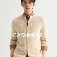 Maßgeschneiderter Herren-Cardigan aus reinem Kaschmir mit Rundhalsausschnitt, warmem, langärmeligem Jacquard-Strickmuster.