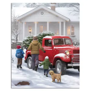批发畅销成人和儿童Diy数字油画红色汽车数字绘画艺术