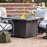 Table de barbecue rectangulaire en osier pour patio extérieur, avec réchaud au propane, multi-usages