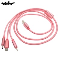 Kabel Pengisi Daya Cepat, Kabel Data Usb 3 Dalam 1 Kepang untuk Iphone Tipe C
