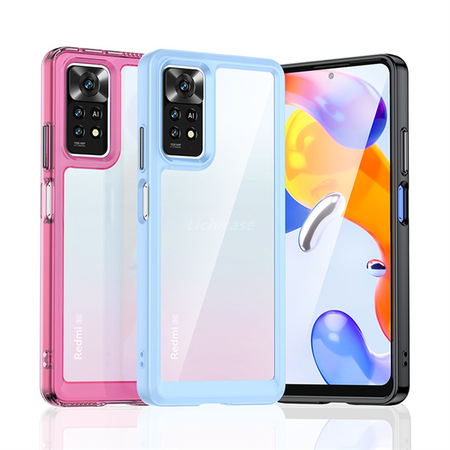 Crystal Clear Colorful TPU Frame Anti Gravity Case Fundas for Xiaomi Redmi Note 11 Pro+ 5G (India) Screen Protected Cover Coque