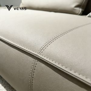 Sofá Seccional de Tres Plazas de Cuero Genuino con Diseño Moderno, Brazos con Diseño Acampanado, Asientos Profundos y Acolchados, Respaldo Bajo y Ecológico - Product Image 3