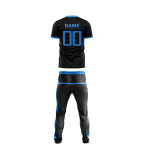 Latest Collection Men's Sublimated <b>Cricket</b> Tracksuit Set Black Blue Gradient Polo Jersey Trousers Moisture Wicking Quick Dry - Product Image 2