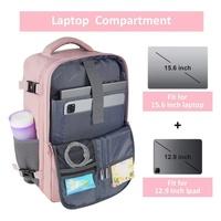 Sac à dos de voyage à motif géométrique étanche pour femmes Port de charge USB et pochette à chaussures fermeture à glissière doublure en Polyester en gros