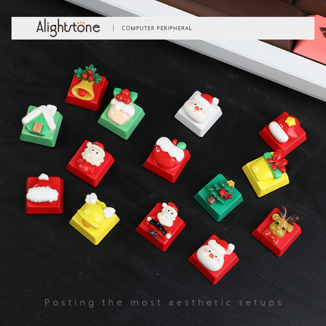 Christmas Gift Keycaps Personalized Resin 3D Stereoscopic Keycaps  Suitable for MX
