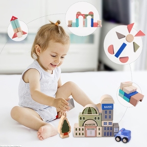 Montessori Voitures Trafic Ferroviaire Panneaux <span class=keywords><strong>De</strong></span> <span class=keywords><strong>Signalisation</strong></span> En Bois Jouets trafic urbain blocs <span class=keywords><strong>de</strong></span> construction Jouets Éducatifs Pour enfants - Product Image 4