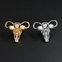 Broche en cristal en forme d'utérus, en alliage métallique émaillé et plaqué or, motif organe humain, vente chaude sur AliExpress, à faire soi-même