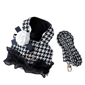 Kangdaroet Pet Chanelstyle Checker Towing Clothes for <b>Dogs</b> and Cats Teddy Bichon Frise Outdoor Vest <b>Dog</b> Walking Leanyard Clothes - Product Image 2