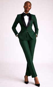 Traje de Esmoquin Verde Esmeralda de Lujo para Mujer con Solapa de Satén, Elegante Traje Formal para Bodas, Fiestas y Eventos Nocturnos - Product Image 6