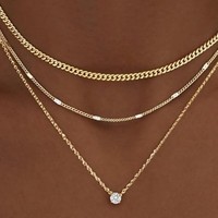 Cadeaux pour femmes : Colliers superposés en or pour femmes, plaqué or 14K et argent sterling, ensemble de colliers pendentifs délicats, chaîne cubaine et ras-de-cou