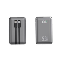 Plastik-Powerbank mit AC-Wandstecker Eingebautes Kabel 22,5W Superschnelles Laden Kompakt Tragbar