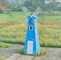 Sculpture de moulin à vent hollandais en résine réaliste, conçue sur mesure, objet d'art et de collection, point photo touristique pour les visiteurs, inspiré de la mer de fleurs.