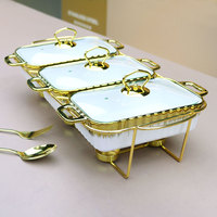 Lot de 3 Réchauds Chafing Dish Professionnels en Porcelaine Céramique de Haute Qualité