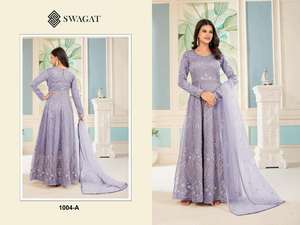 ผ้าไหมซานตูนหนักไม่มีเย็บ ชุดเดรส Anarkali สําหรับงานเทศกาลและงานแต่งงาน มีจําหน่ายในราคาขายส่ง - Product Image 3