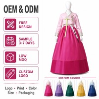 Robe traditionnelle coréenne Hanbok rose pour femmes, Jeogori Chima, broderie florale, tenue de fête, costumes de scène et de danse