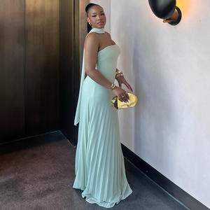 Robe Chic Femme 2025 Sans Bretelles Plissée Sexy Robe de Soirée Robes d'Été Élégante sans Dos pour Fête - Product Image 4