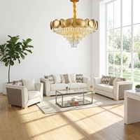 Ensemble de canapé d'angle moderne en tissu rembourré avec dossier carré et pieds en acier inoxydable pour salon
