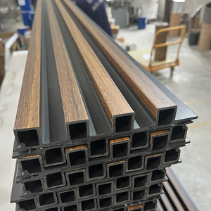 Thiết kế mới WPC Panel tường màu đen dưới nửa bao phủ đôi màu WPC Panel tường hai tông màu slat tường ốp - Product Image 2