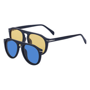Gafas de sol retro con cierre magnético para hombre, montura negra, lentes de PC con protección UV400, estilo moderno para conducir, venta al por mayor transfronteriza. - Product Image 1