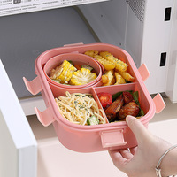 Boîte à lunch Bento en plastique à 4 compartiments pour enfants avec bol à soupe pour enfants