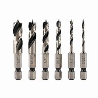 ANDUUK Jeu de forets hélicoïdaux à trois pointes en acier rapide avec queue hexagonale de 1/4 pouce pour le travail du bois