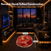 Bape-Stil Moderner Grafik-Teppich Y2K Ästhetik Runder Dicker Bodenteppich Weicher Waschbarer Rutschfester Teppich für Schlafzimmer Wohnheim Apartment Gaming-Raum