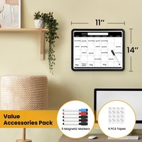 Petit calendrier mural en tableau blanc mensuel avec cadre en plastique, double face, mini tableau effaçable à sec