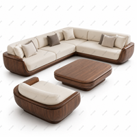 Canapé d'angle en L de luxe, tendance australienne, en bois massif moderne, avec revêtement en tissu écologique, idéal pour hôtel