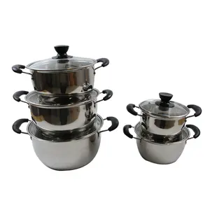 High Quality 16pcs 16cm/18cm/20cm/22cm/24cm Non Stick Stainless Steel Cookware Pot Set For Stove