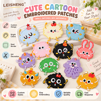 Patchs brodés autocollants mignons de dessins animés, à peler et coller, badges appliqués pour sacs, carnets, coques de téléphone, décoration DIY