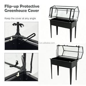 Jardinera Elevada de Metal Impermeable 2 en 1 para Exteriores con Patas y Invernadero Abatible - Product Image 4