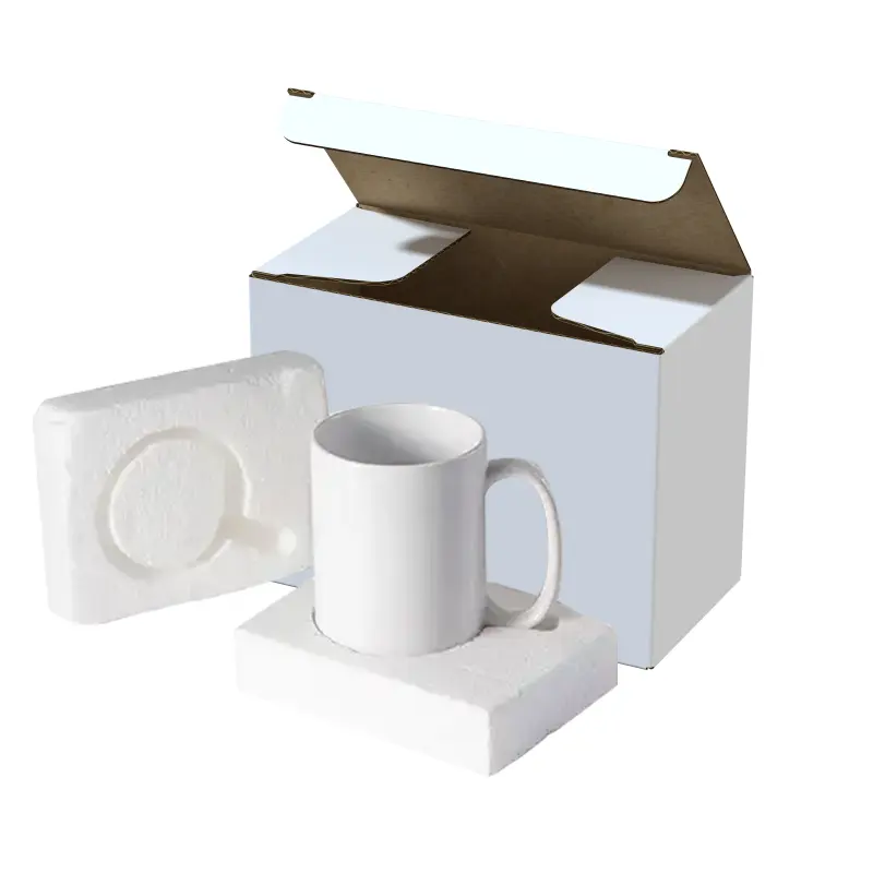 सिरेमिक मग पैकिंग बॉक्स के लिए व्हाइट पेपर बॉक्स, फोम लाइनिंग के साथ कस्टम होम ऑफिस कप कार्टन