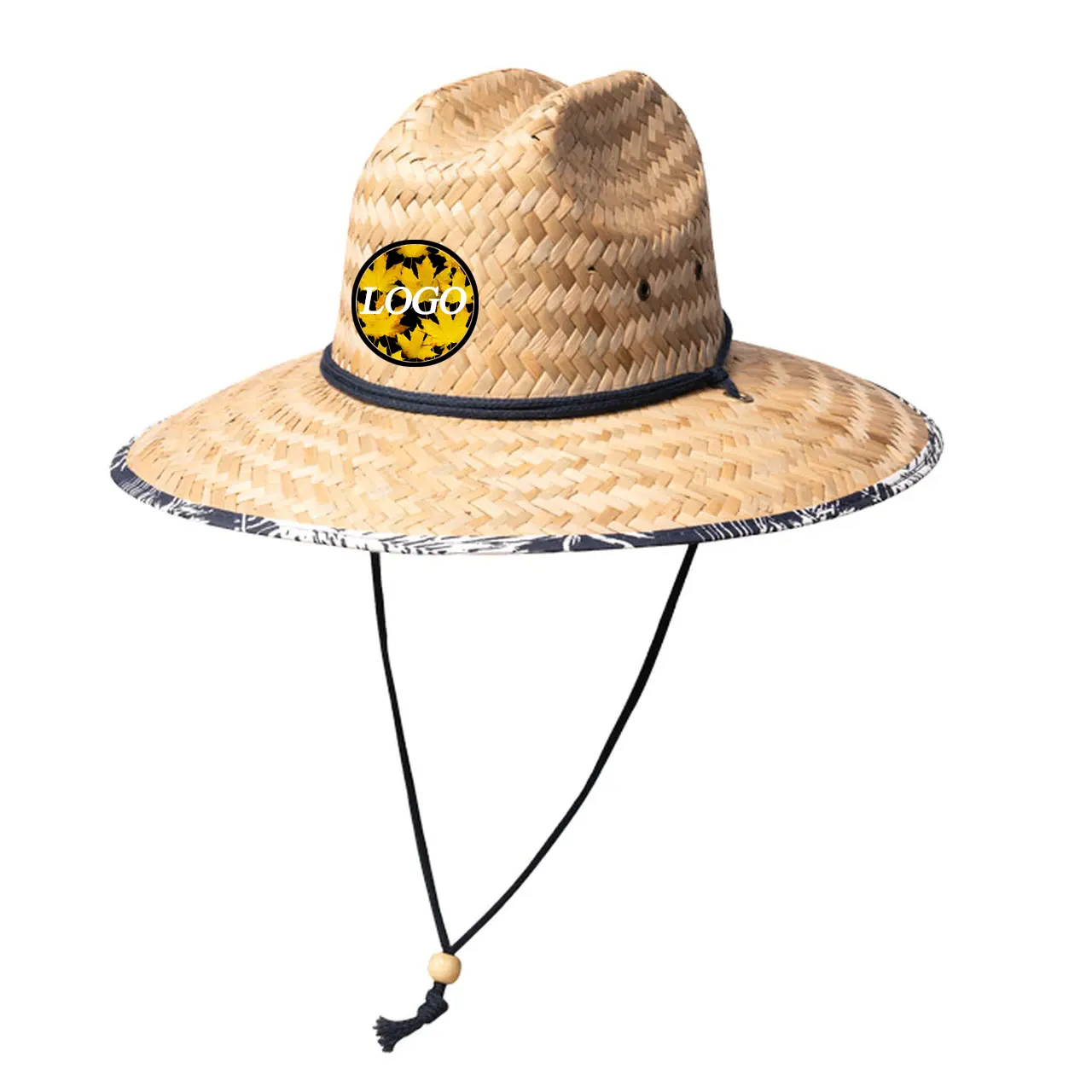 Chapéus de logotipo personalizados para verão, chapéu de palha, aba grande, chapéu de palha, levantador para homens, mulheres e crianças