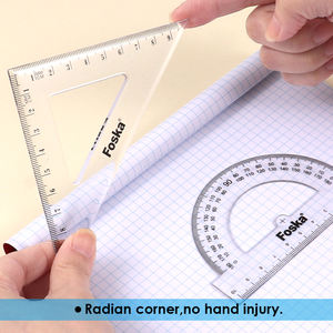 مجموعة أدوات مدرسية هندسية من فوسكا للطلاب مجموعة أدوات رياضية 4 قطع مجموعات مسطرة - Product Image 3