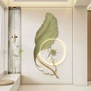 Reloj Decorativo de Pared con Plumas, Lámpara LED para Sala de Estar o Pasillo, Proveedor Mayorista - Product Image 2