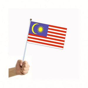 Manufacturer Sublimation Digital Printing Polyester Malaysia Malaysian Custom Hand Held Waving <b>Flag</b> for Decoration - Product Image 2
