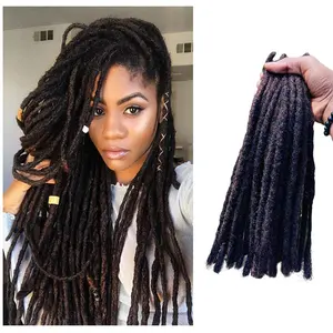 Venta al por mayor buen precio 100% cabello humano colorido Afro Kinky hecho a mano rastas extensión Pelo Rizado Crochet Dread Locs extensiones