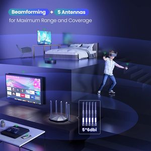 Enrutador Tenda WiFi 6 para el hogar, enrutador Gigabit de doble banda <span class=keywords><strong>AX1500</strong></span> Cobertura de largo alcance con antenas de alta ganancia de 5 * 6dBi - Product Image 3