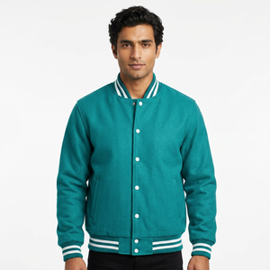 Blouson universitaire d'hiver coupe-vent uni tendance OEM zippé léger pour homme, couleur personnalisée, en duvet - Product Image 1