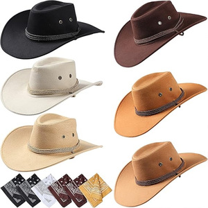Sombrero de <span class=keywords><strong>vaquero</strong></span> de ante de estilo occidental con ala <span class=keywords><strong>grande</strong></span> Matador Black Sunhat para actividades de playa al aire libre Accesorio de verano - Product Image 5