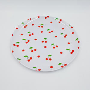 Ensemble d'assiettes en mélamine à motif cerise rond, fabricant pour dîner et dessert - Product Image 3