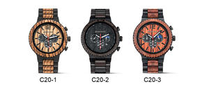 Calendrier de luxe Logo personnalisé montre à Quartz lumineuse multi-fonction hommes montre en bois Oem hommes <span class=keywords><strong>Chrono</strong></span> montre ronde en bois - Product Image 6