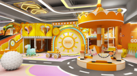 Aire de jeux intérieure à thème orange hautement personnalisable avec toboggan, fosse à balles et manège pour les centres d'amusement pour enfants