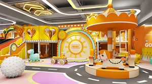 Parque Infantil Interior con Temática Naranja Altamente Personalizable, con Tobogán, Piscina de Pelotas y Carrusel para Centros de Diversión Infantil - Product Image 3
